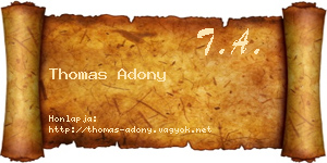 Thomas Adony névjegykártya